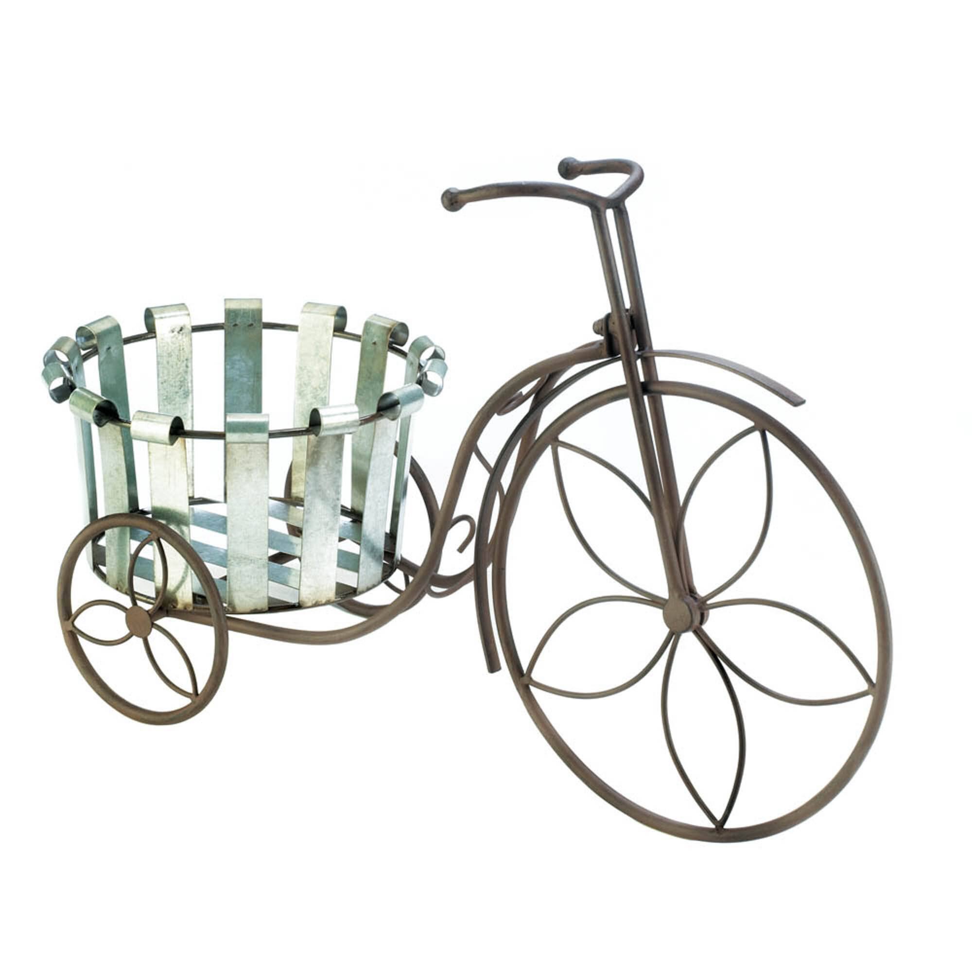14" Galvanized Bucket Bike Plant Stand